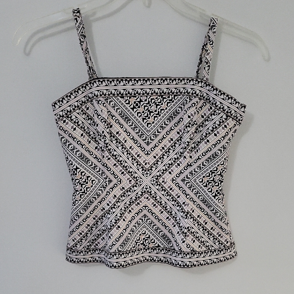 White House Black Market Geometric Corsett Top, Size 0